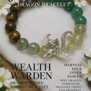 Wealth Warden Dragon Bracelet - Silver and Green